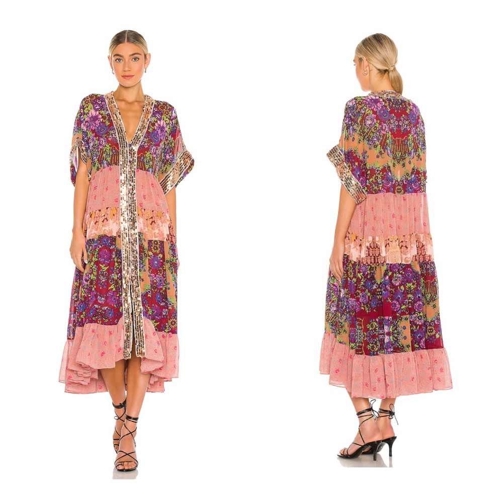 FREE PEOPLE ONE FINE DAY BOHO MAXI DRESS–  PINK